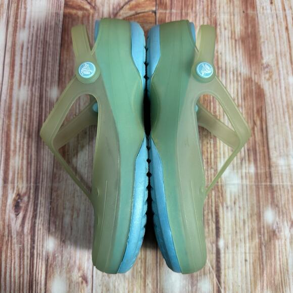 Crocs CARLIE Size 8 Blue Green Mary Jane Sandals Clogs Slide Closed Toe Shoes - Picture 7 of 12